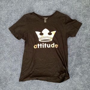Black and metallic rose gold Attitude t shirt